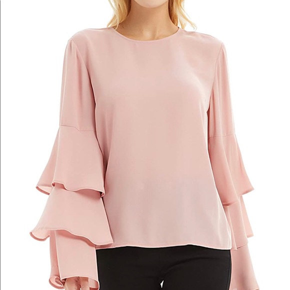 Bell Sleeve Tops with Long Sleeve Chiffon Blouses Size Medium - Picture 4 of 6